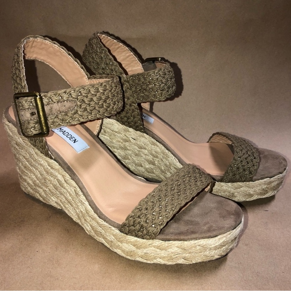 Steve Madden Brown Wedge Sandals with Braided Straps